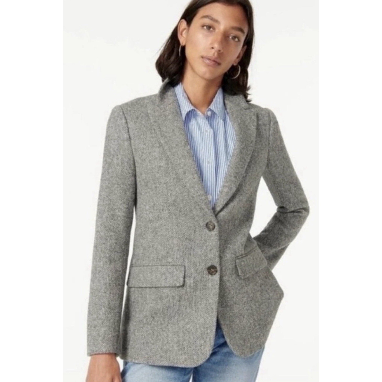 $328 Jcrew Sommerset Blazer In Graphite English Wool Herringbone Gray Women Sz 4